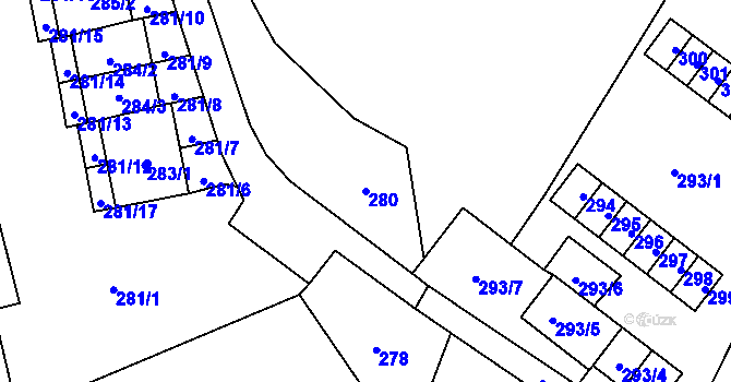 Parcela st. 280 v KÚ Vrbno pod Pradědem, Katastrální mapa