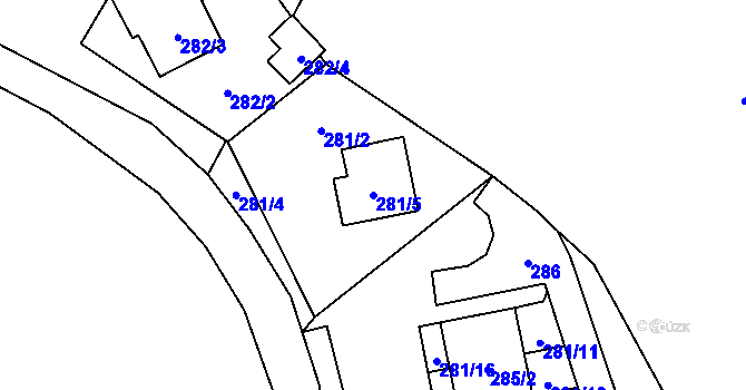 Parcela st. 281/5 v KÚ Vrbno pod Pradědem, Katastrální mapa