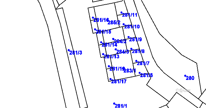 Parcela st. 281/13 v KÚ Vrbno pod Pradědem, Katastrální mapa