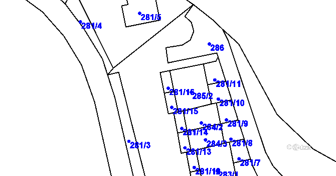 Parcela st. 281/16 v KÚ Vrbno pod Pradědem, Katastrální mapa