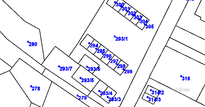 Parcela st. 296 v KÚ Vrbno pod Pradědem, Katastrální mapa
