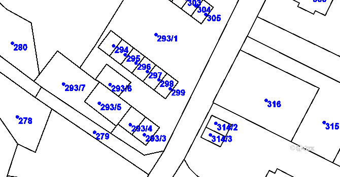Parcela st. 299 v KÚ Vrbno pod Pradědem, Katastrální mapa