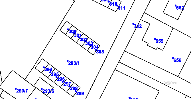 Parcela st. 305 v KÚ Vrbno pod Pradědem, Katastrální mapa