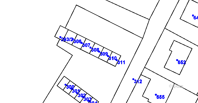 Parcela st. 309 v KÚ Vrbno pod Pradědem, Katastrální mapa