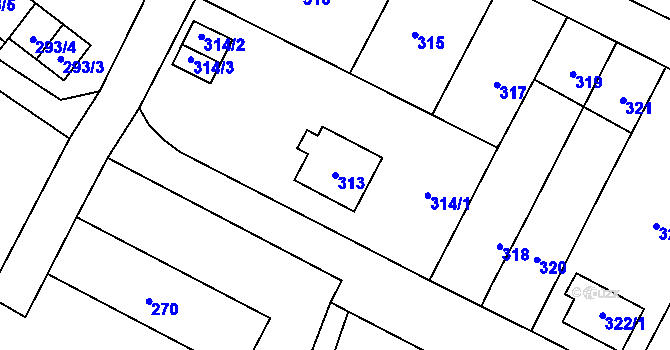 Parcela st. 313 v KÚ Vrbno pod Pradědem, Katastrální mapa