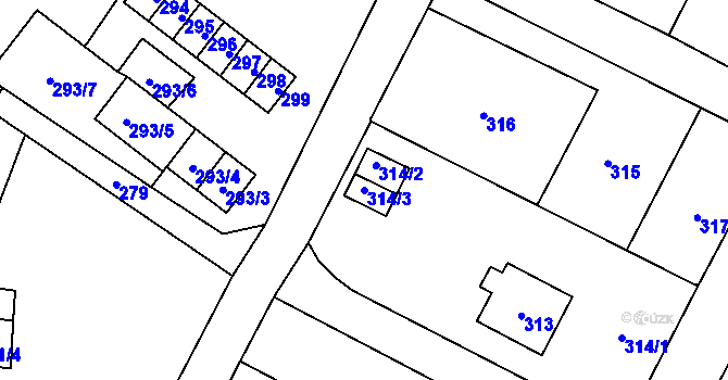 Parcela st. 314/3 v KÚ Vrbno pod Pradědem, Katastrální mapa