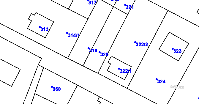 Parcela st. 320 v KÚ Vrbno pod Pradědem, Katastrální mapa