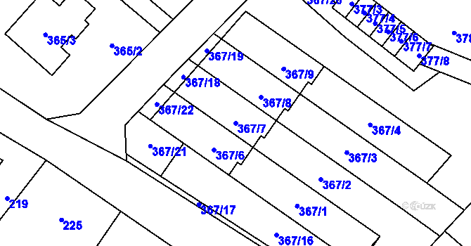 Parcela st. 367/7 v KÚ Vrbno pod Pradědem, Katastrální mapa