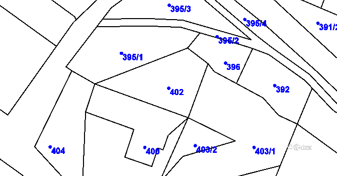 Parcela st. 402 v KÚ Vrbno pod Pradědem, Katastrální mapa