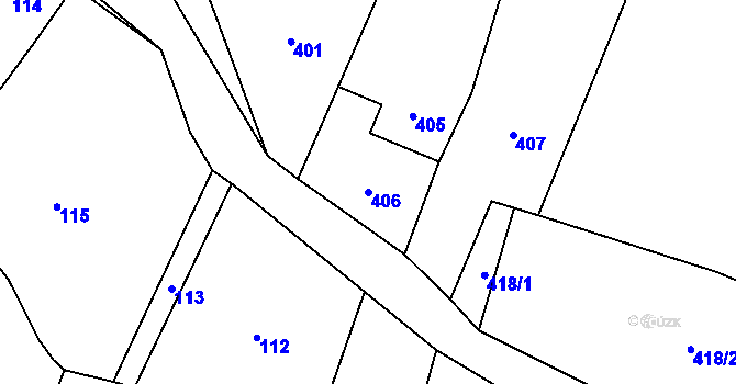 Parcela st. 406 v KÚ Vrbno pod Pradědem, Katastrální mapa