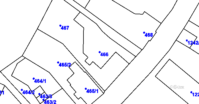 Parcela st. 466 v KÚ Vrbno pod Pradědem, Katastrální mapa