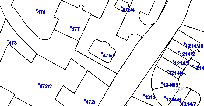 Parcela st. 475/2 v KÚ Vrbno pod Pradědem, Katastrální mapa