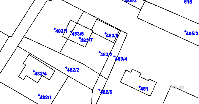 Parcela st. 483/2 v KÚ Vrbno pod Pradědem, Katastrální mapa