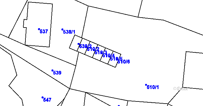 Parcela st. 510/4 v KÚ Vrbno pod Pradědem, Katastrální mapa