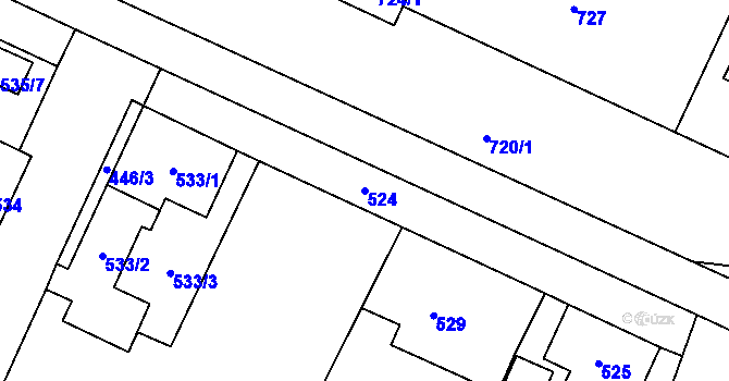 Parcela st. 524 v KÚ Vrbno pod Pradědem, Katastrální mapa