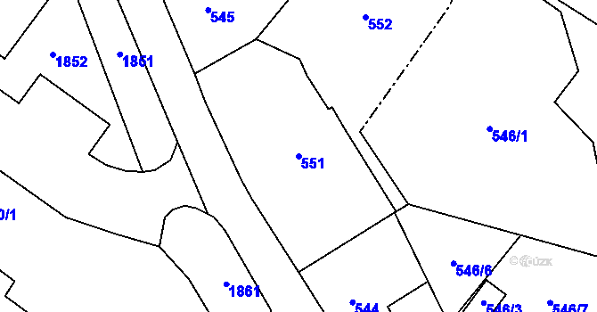 Parcela st. 551 v KÚ Vrbno pod Pradědem, Katastrální mapa