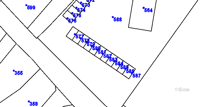 Parcela st. 582 v KÚ Vrbno pod Pradědem, Katastrální mapa
