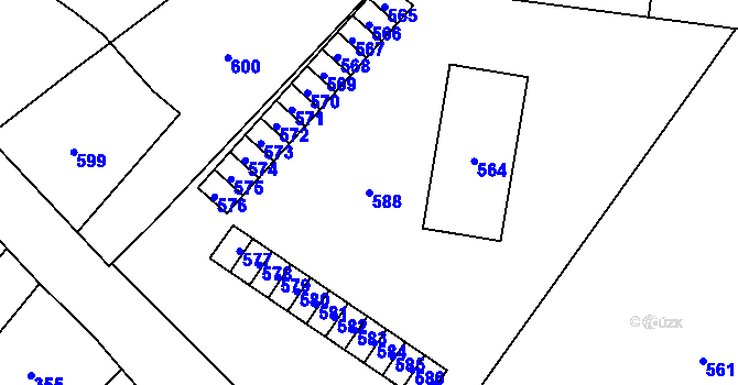 Parcela st. 588 v KÚ Vrbno pod Pradědem, Katastrální mapa