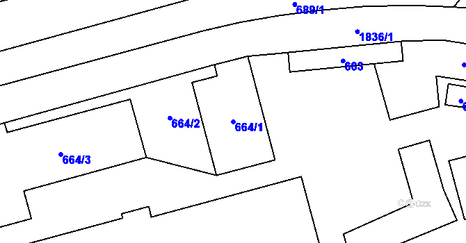 Parcela st. 664/1 v KÚ Vrbno pod Pradědem, Katastrální mapa