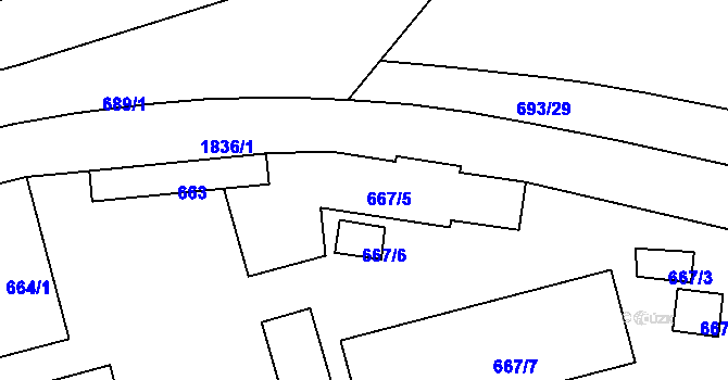 Parcela st. 667/5 v KÚ Vrbno pod Pradědem, Katastrální mapa