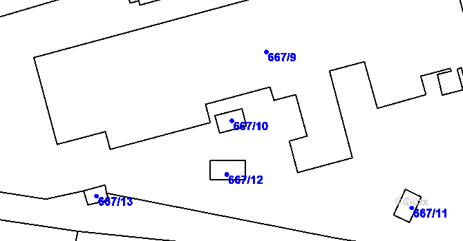 Parcela st. 667/10 v KÚ Vrbno pod Pradědem, Katastrální mapa