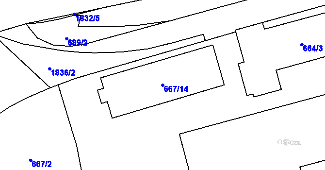 Parcela st. 667/14 v KÚ Vrbno pod Pradědem, Katastrální mapa
