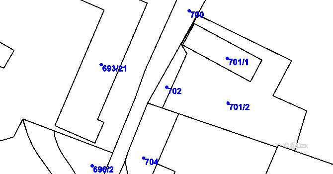 Parcela st. 702 v KÚ Vrbno pod Pradědem, Katastrální mapa