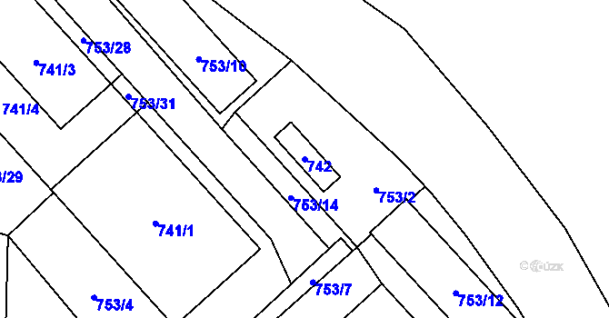 Parcela st. 742 v KÚ Vrbno pod Pradědem, Katastrální mapa