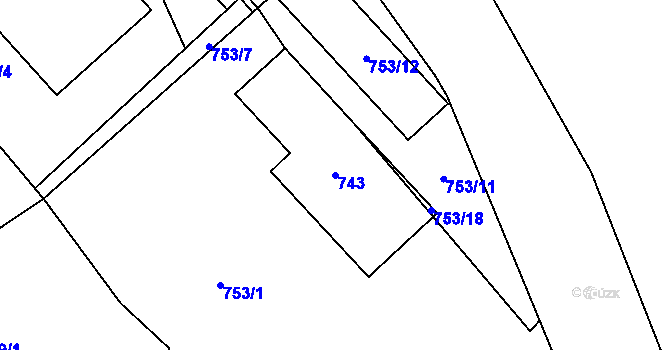 Parcela st. 743 v KÚ Vrbno pod Pradědem, Katastrální mapa