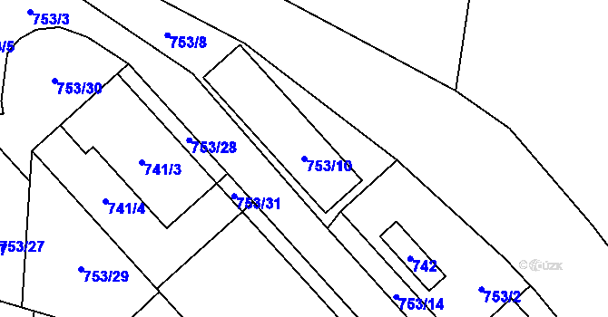 Parcela st. 753/10 v KÚ Vrbno pod Pradědem, Katastrální mapa