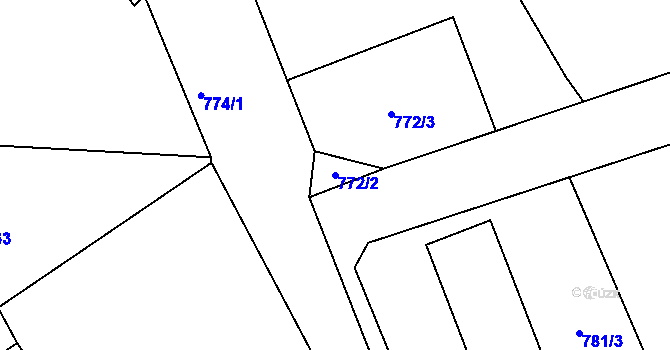 Parcela st. 772/2 v KÚ Vrbno pod Pradědem, Katastrální mapa