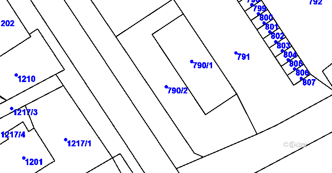 Parcela st. 790/2 v KÚ Vrbno pod Pradědem, Katastrální mapa