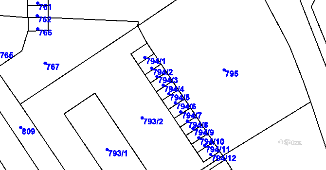 Parcela st. 794/4 v KÚ Vrbno pod Pradědem, Katastrální mapa