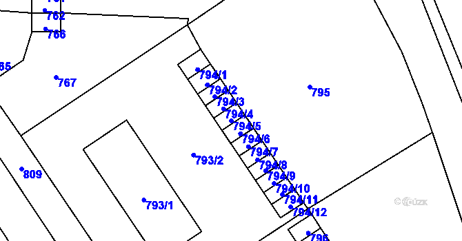 Parcela st. 794/5 v KÚ Vrbno pod Pradědem, Katastrální mapa