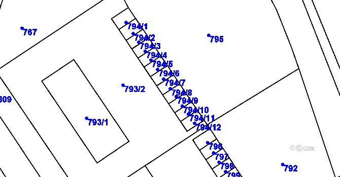 Parcela st. 794/8 v KÚ Vrbno pod Pradědem, Katastrální mapa
