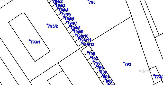 Parcela st. 794/12 v KÚ Vrbno pod Pradědem, Katastrální mapa