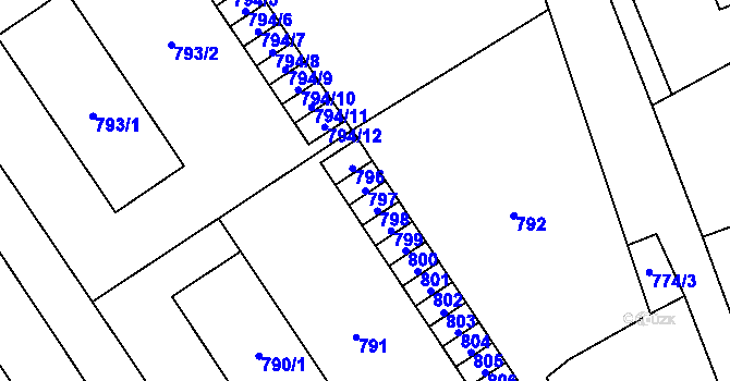 Parcela st. 797 v KÚ Vrbno pod Pradědem, Katastrální mapa