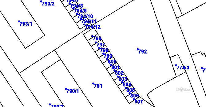 Parcela st. 799 v KÚ Vrbno pod Pradědem, Katastrální mapa