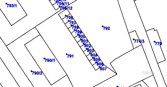 Parcela st. 802 v KÚ Vrbno pod Pradědem, Katastrální mapa