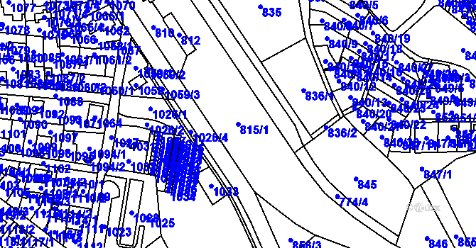 Parcela st. 815/1 v KÚ Vrbno pod Pradědem, Katastrální mapa