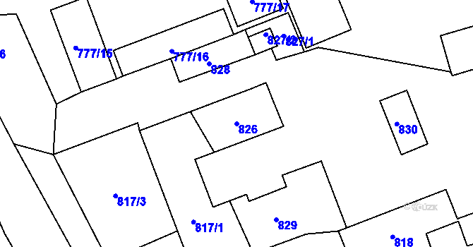 Parcela st. 826 v KÚ Vrbno pod Pradědem, Katastrální mapa