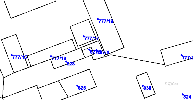 Parcela st. 827/1 v KÚ Vrbno pod Pradědem, Katastrální mapa