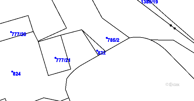 Parcela st. 832 v KÚ Vrbno pod Pradědem, Katastrální mapa
