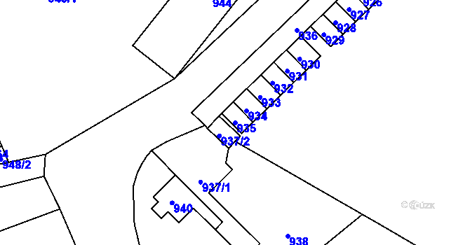 Parcela st. 935 v KÚ Vrbno pod Pradědem, Katastrální mapa