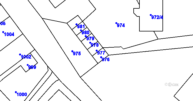 Parcela st. 977 v KÚ Vrbno pod Pradědem, Katastrální mapa