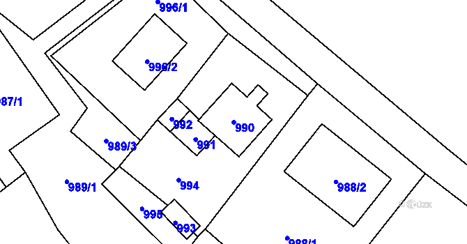 Parcela st. 990 v KÚ Vrbno pod Pradědem, Katastrální mapa