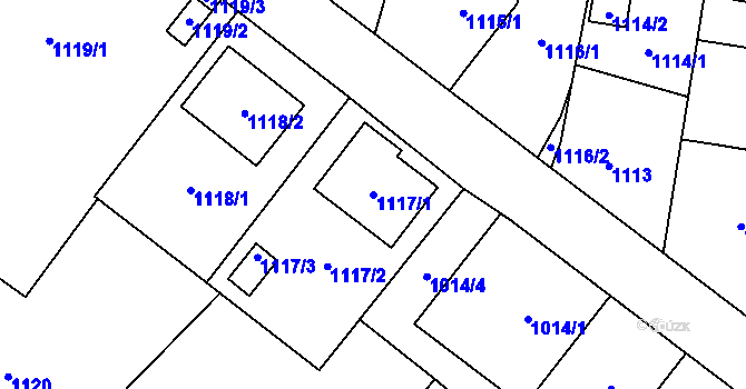 Parcela st. 1117/1 v KÚ Vrbno pod Pradědem, Katastrální mapa