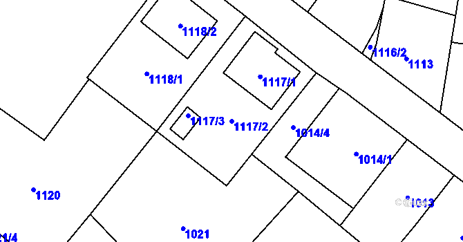 Parcela st. 1117/2 v KÚ Vrbno pod Pradědem, Katastrální mapa
