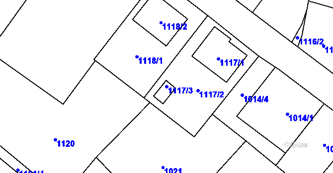 Parcela st. 1117/3 v KÚ Vrbno pod Pradědem, Katastrální mapa