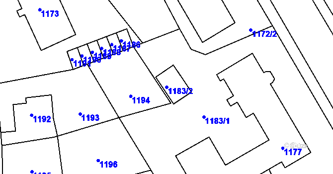 Parcela st. 1183/2 v KÚ Vrbno pod Pradědem, Katastrální mapa